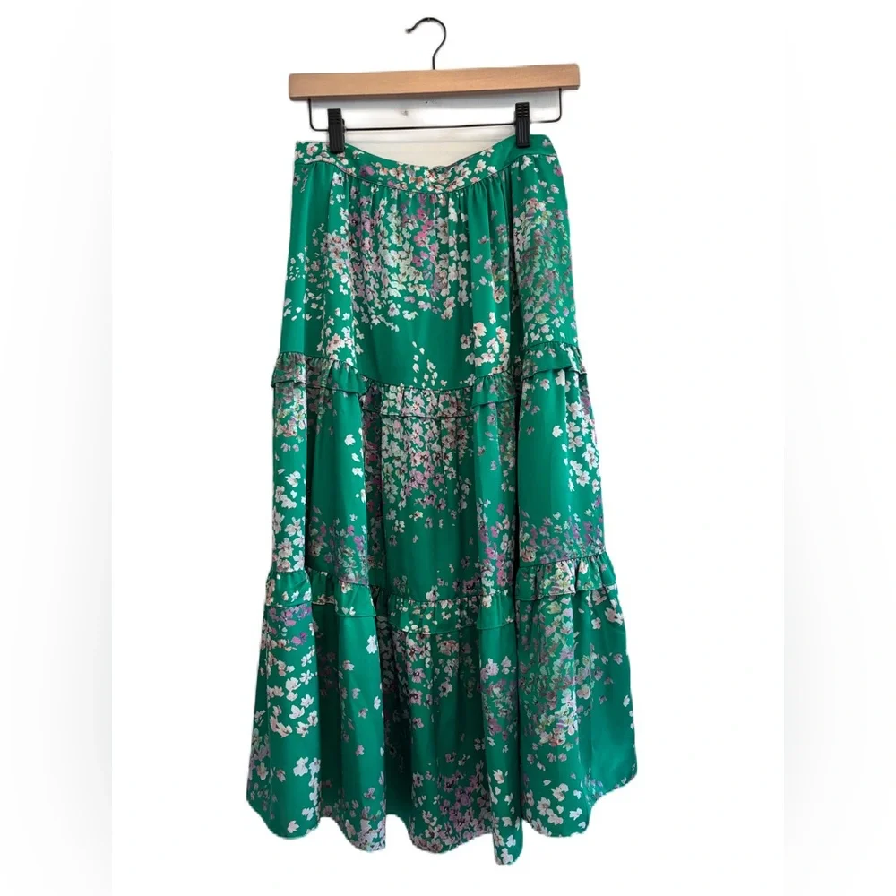 Ted Baker London Serendipity Green Floral Tiered Skirt Size 1